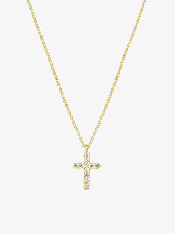 Cross Crystal Bezel Necklace