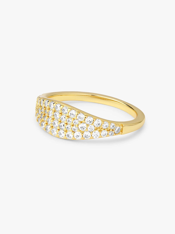 Pave Cubic Zirconia Signet Delicate Ring - OOTDY