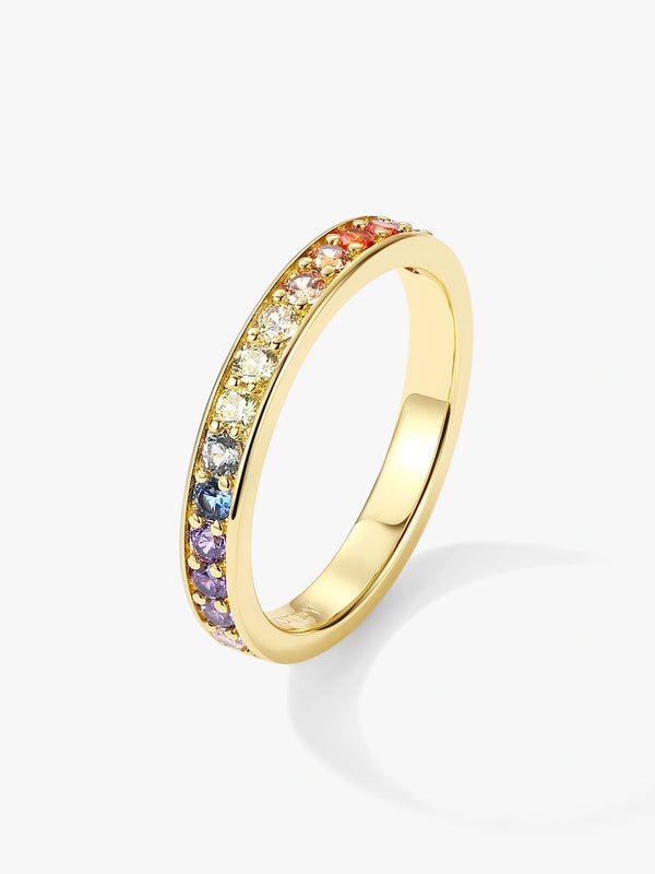 Rainbow Pave Band Ring