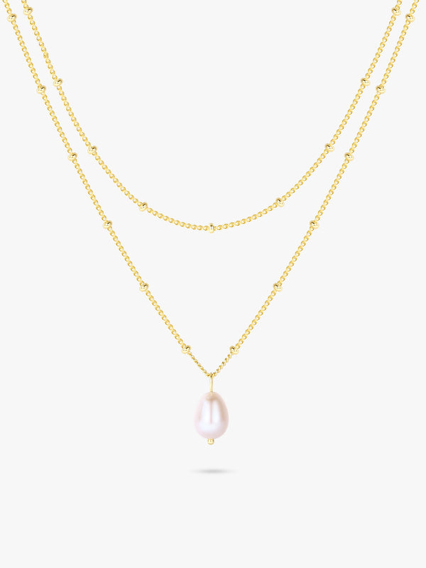 Bubble Dangling Pearl Layered Necklace