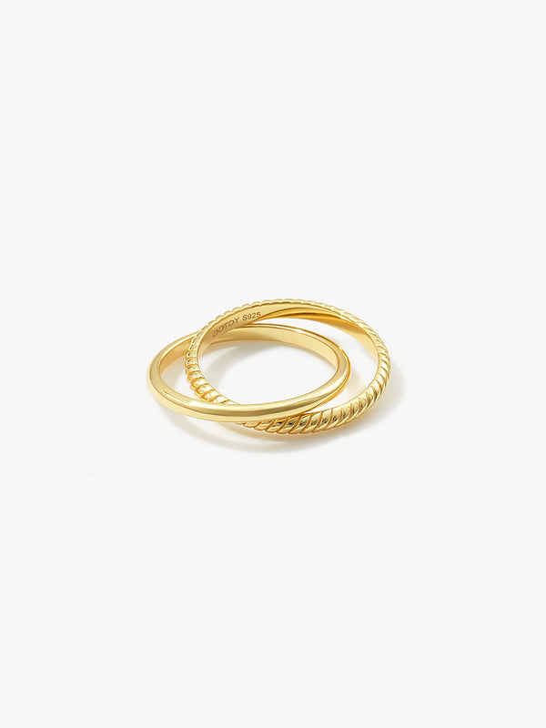 Gold Duo Crossover Band Ring