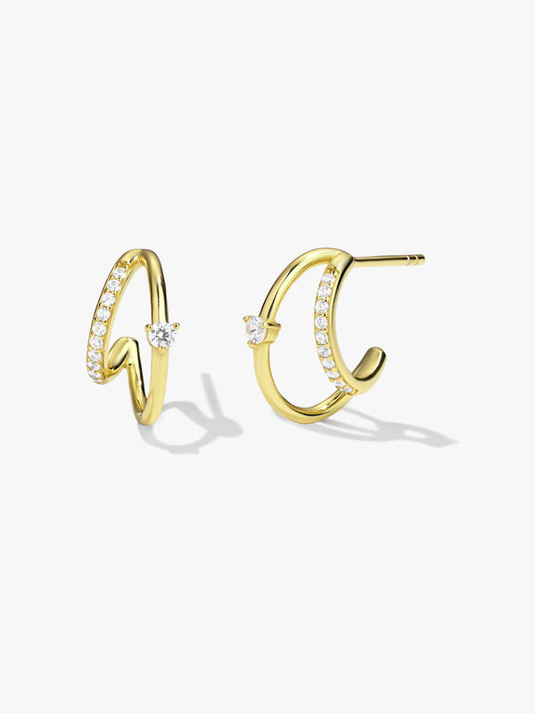 Pave & Prong Crystal Double Hoops