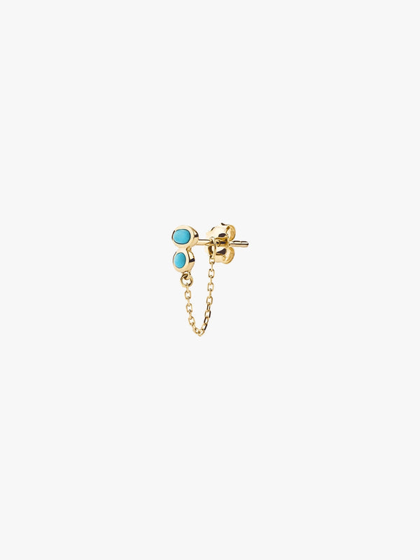 Single Bezel Turquoise Chain Stud