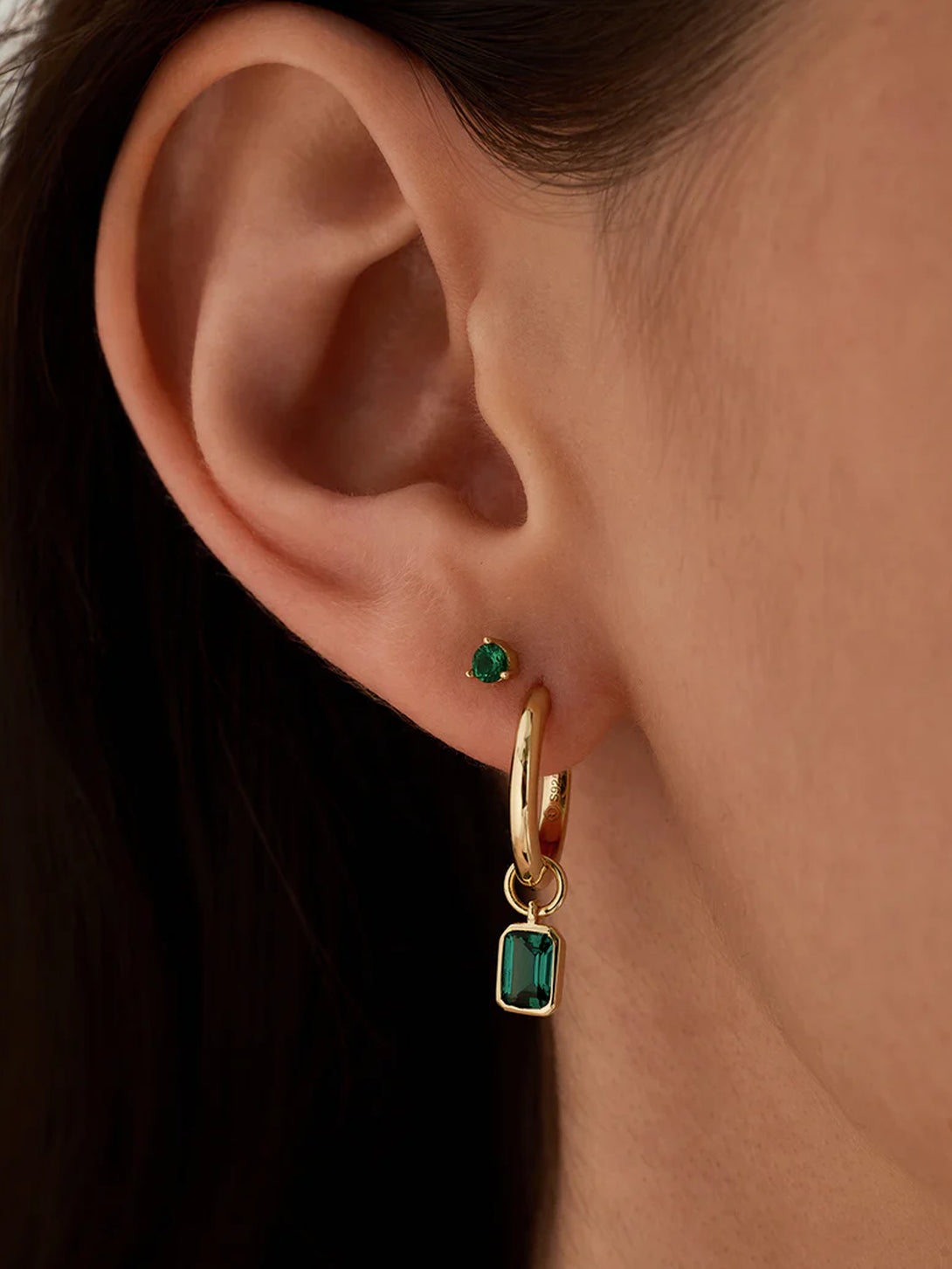 Emerald Charm Huggie Drops - Drop Earrings - OOTDY