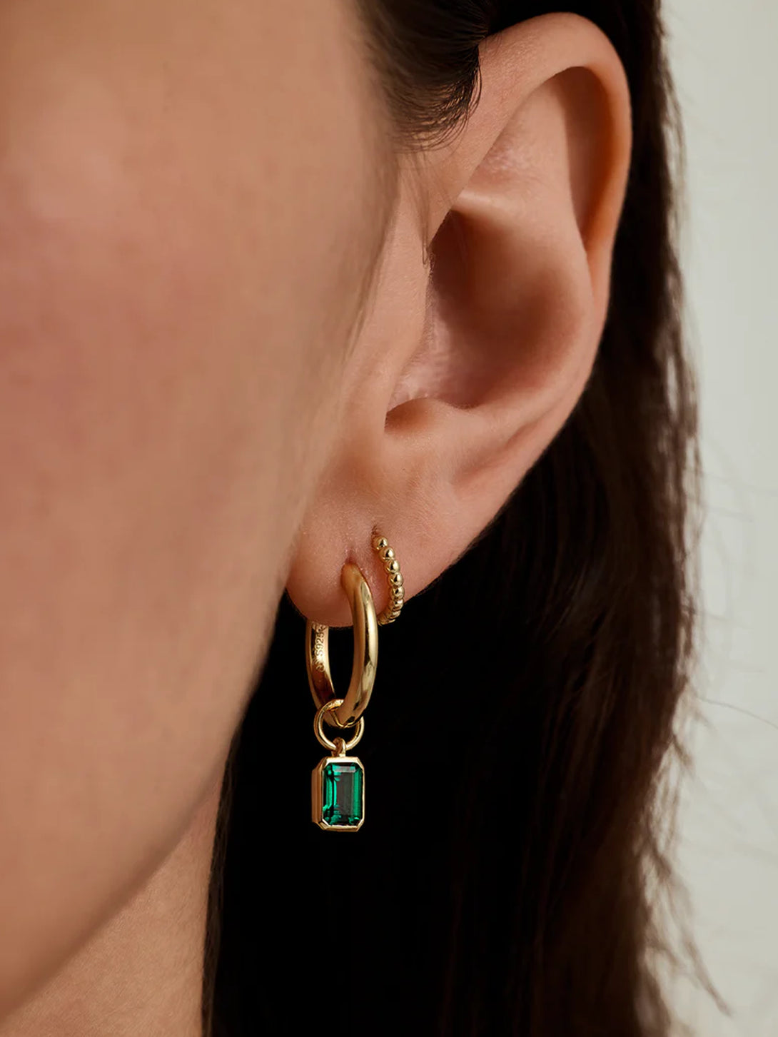 Emerald Charm Huggie Drops - Drop Earrings - OOTDY