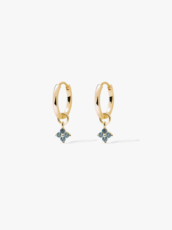 Blue Topaz Cluster Charm Huggie Drops - Drop Earrings - OOTDY