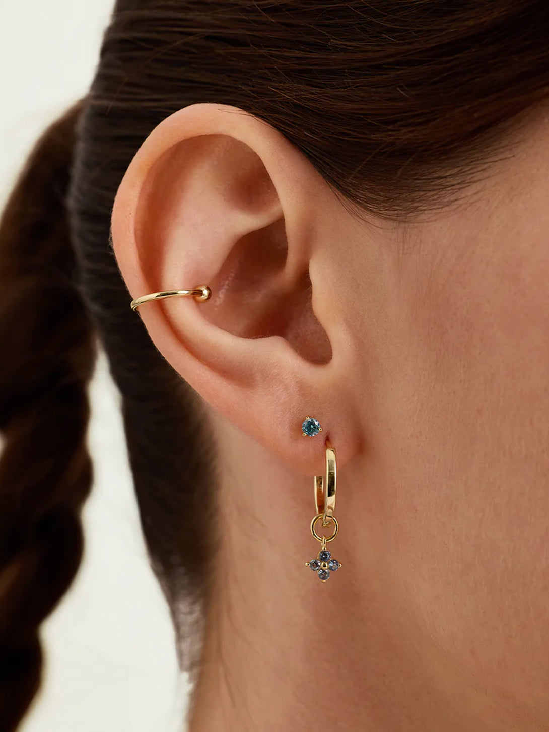 Blue Topaz Cluster Charm Huggie Drops - Drop Earrings - OOTDY