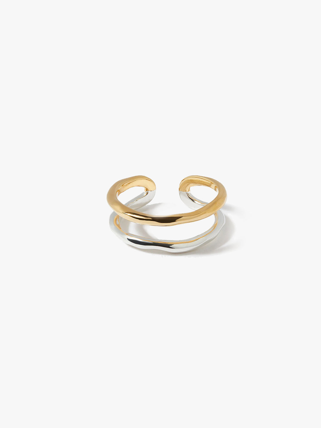 Mixed Ripple Double Ring - Band Rings - OOTDY