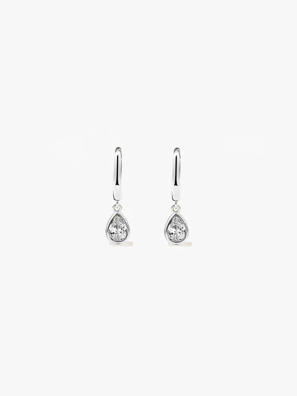 Silver Solitaire Teardrop Sapphire Drops - Drop Earrings - OOTDY