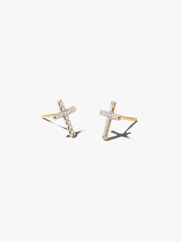 Pave Cross Studs - Stud Earrings - OOTDY