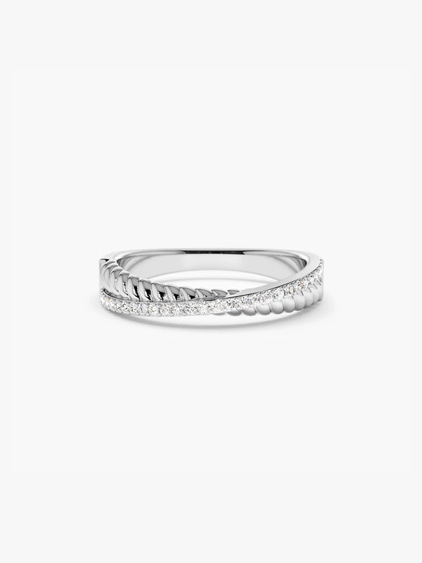 Pave & Twisted Crossover Ring