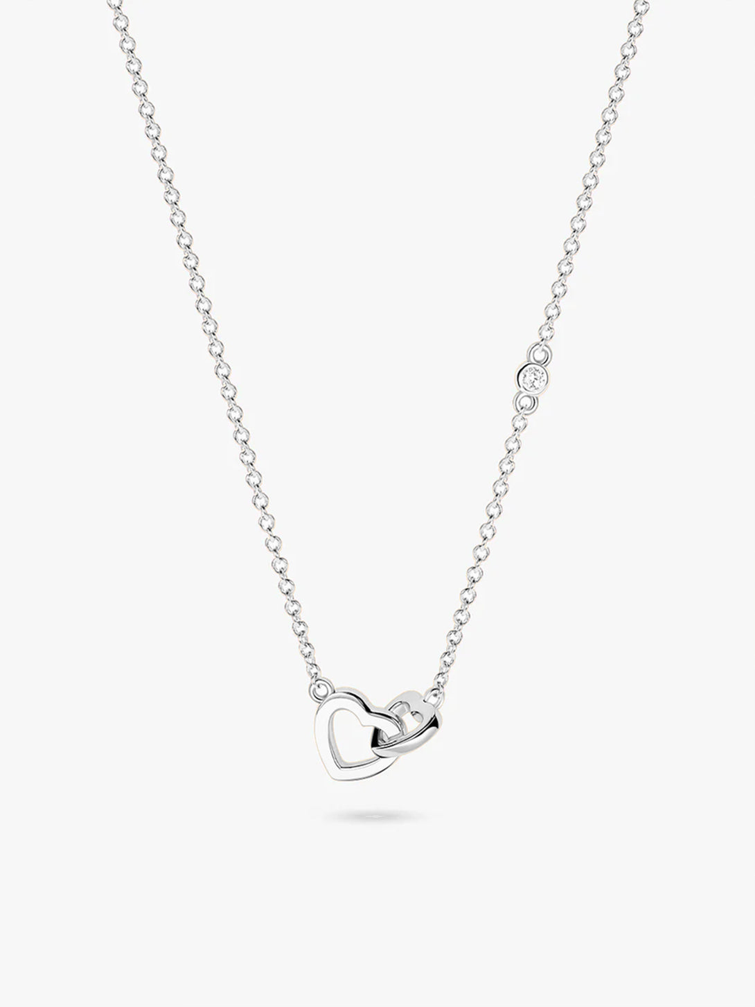 Silver Interlocking Double Heart Necklace - Pendant Necklaces - OOTDY