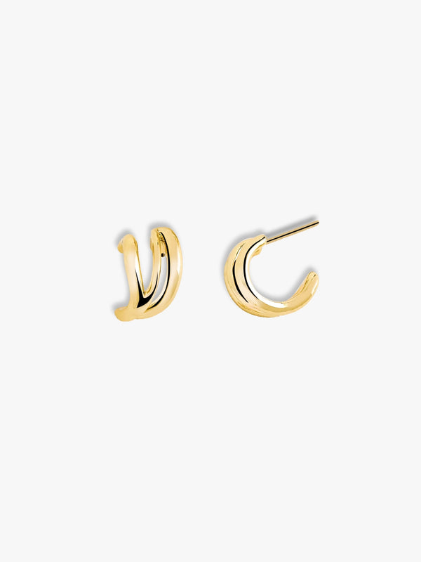 Triple Wrapround Hoop Earrings - Gold