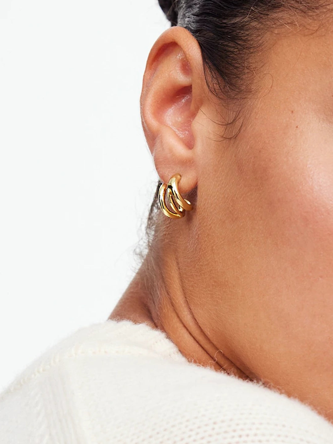 Triple Wrapround Hoop Earrings - Gold