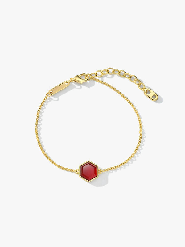 Red Hexagonal Agate Charm Bracelet