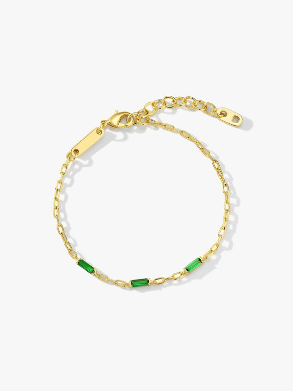 Green Baguette Crystal Delicate Bracelet