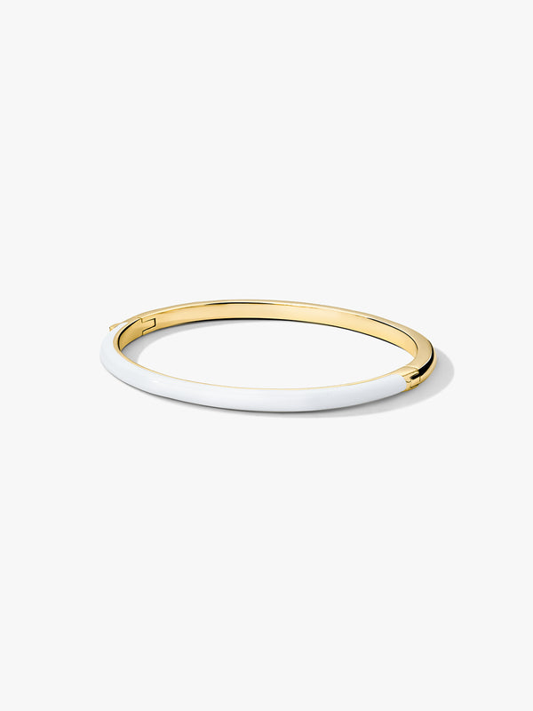 White Enamel Hinge Bangle - Bangles - OOTDY