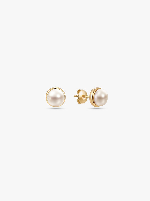 Round Pearl Studs - Stud Earrings - OOTDY