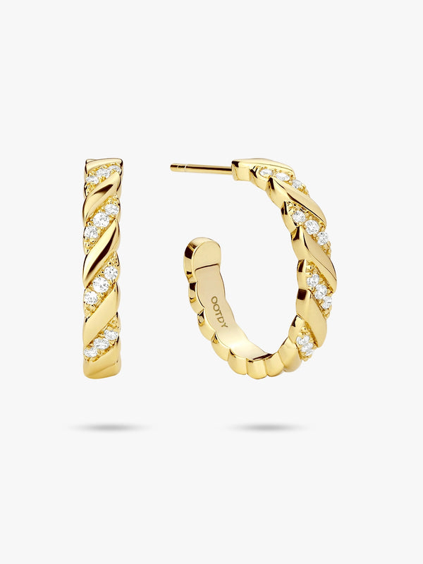 Classical Pave Flat Twisted Hoop Earrings - OOTDY