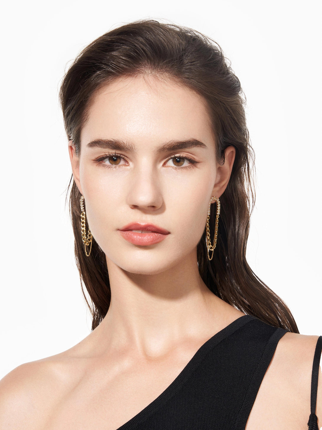 Pave Splice Chain Statement Drop Earrings - OOTDY
