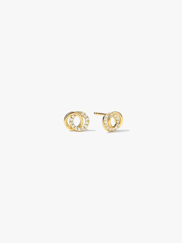 Pave Double Circle Studs - Stud Earrings - OOTDY