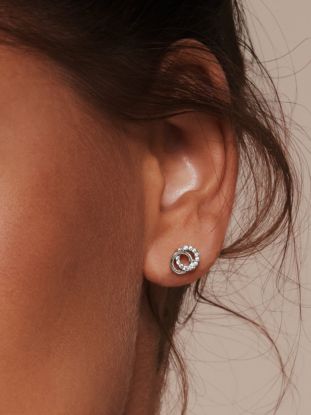 Pave Double Circle Studs - Stud Earrings - OOTDY