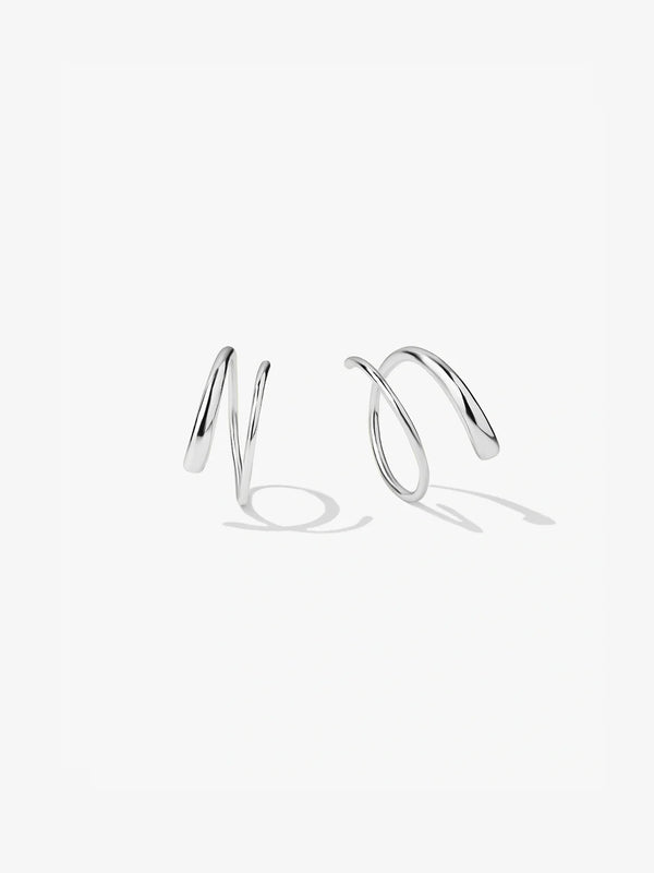 Silver Double Hoops