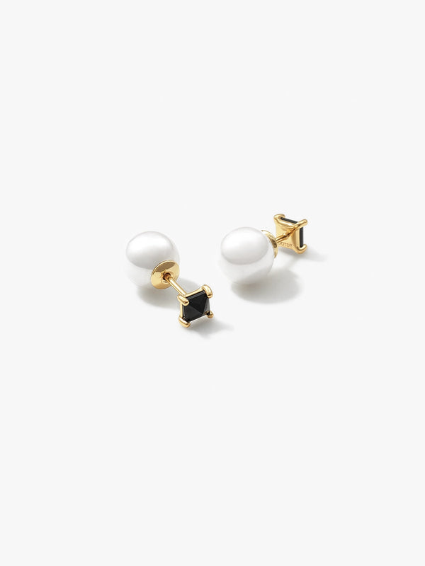 Reversible Black Pearl Studs - Stud Earrings - OOTDY