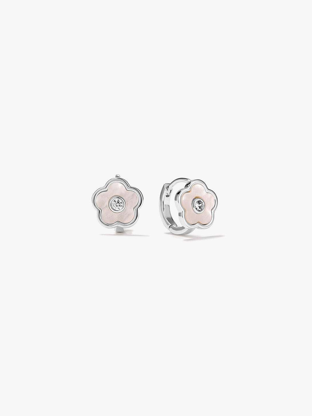 Mother of Pearl Flower Huggies - Huggie Earrings - OOTDY