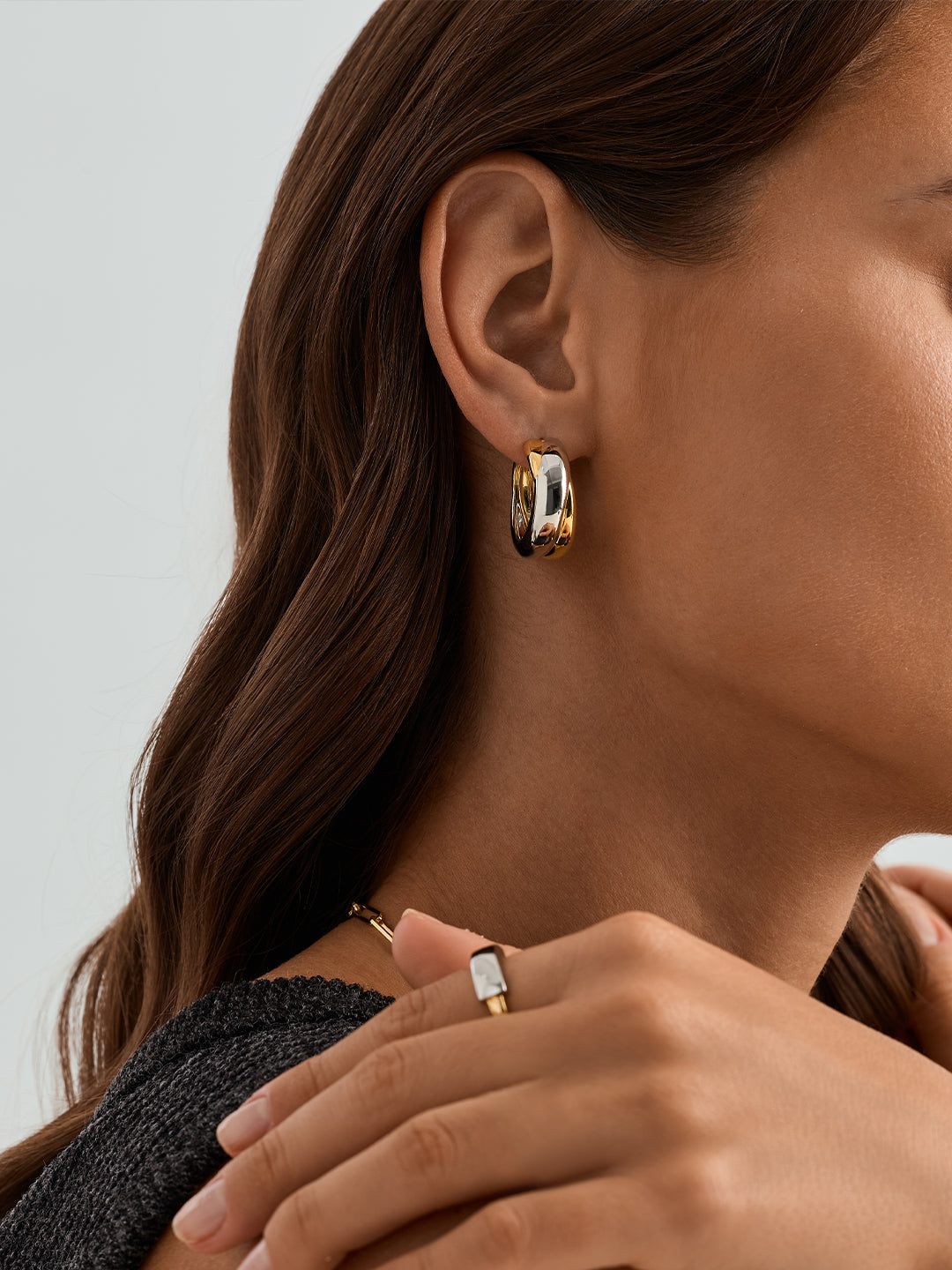 Large Mixed Entwine Hoops - Hoop Earrings - OOTDY