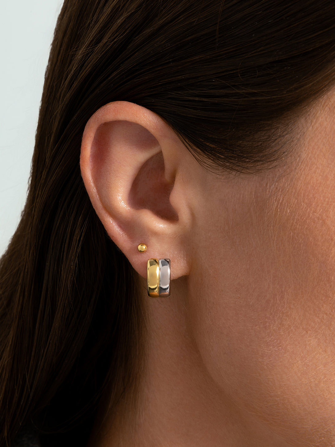 Bold Mixed Minimalist Double Hoops - Huggie Earrings - OOTDY