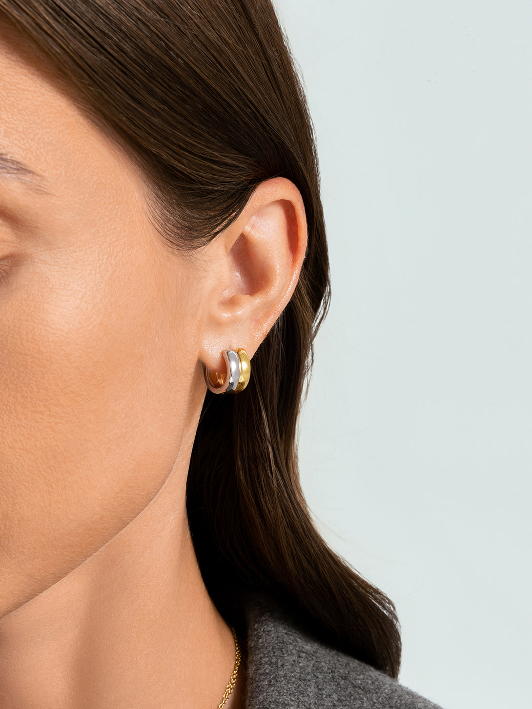 Bold Mixed Minimalist Double Hoops - Huggie Earrings - OOTDY