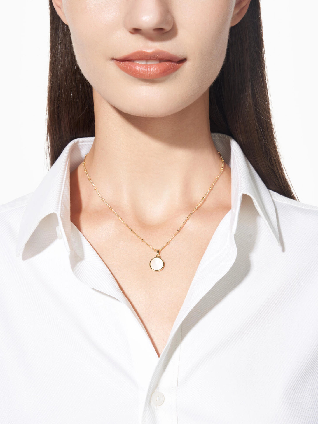 Daily Round Mother Of Pearl Pendant Bobble Necklace - OOTDY