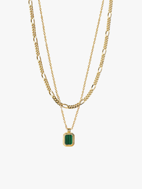 Square Malachite Layered Necklaces