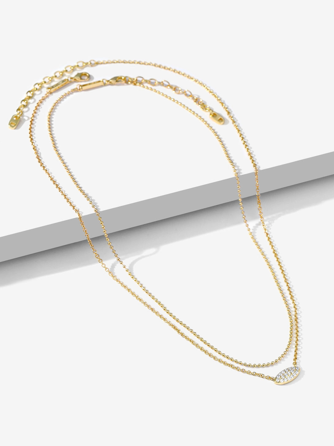 Pave Eye Ball Chain Double Layered Necklaces - OOTDY