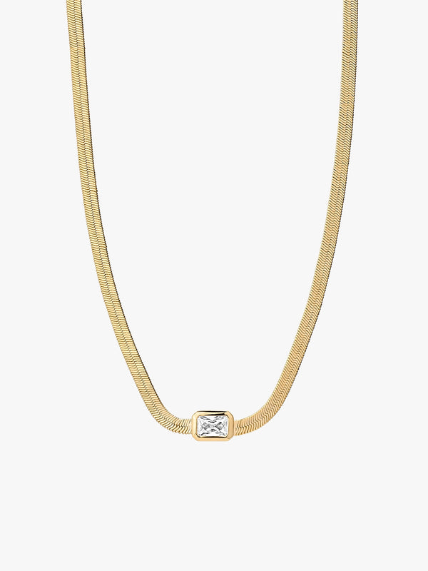 Emerald Cut Crystal Snake Choker - Chain Necklaces - OOTDY