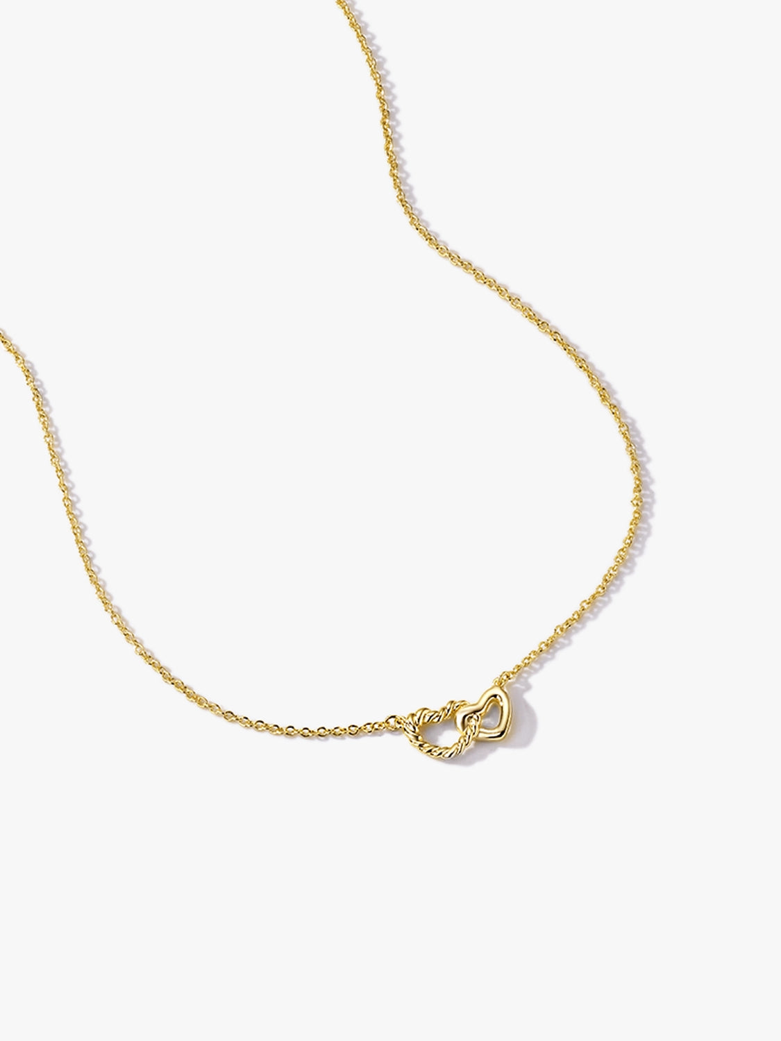 18K Gold Rope Interlocking Heart Pendant Necklace – OOTDY