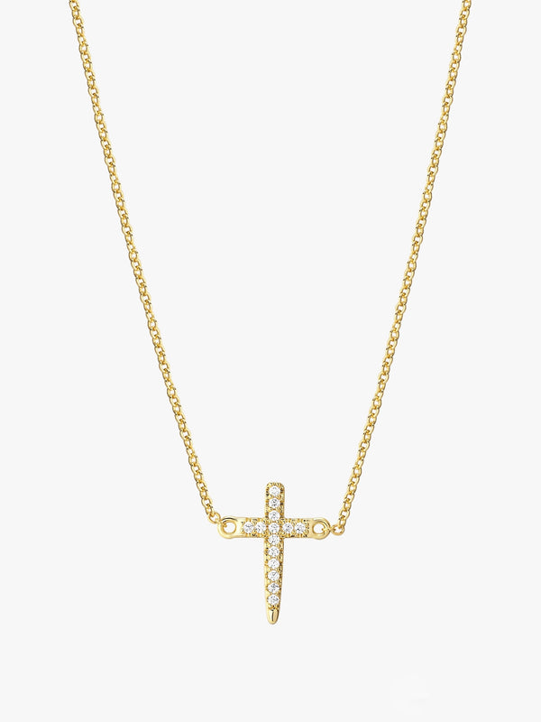 Simple Pave Cross Delicate Necklace