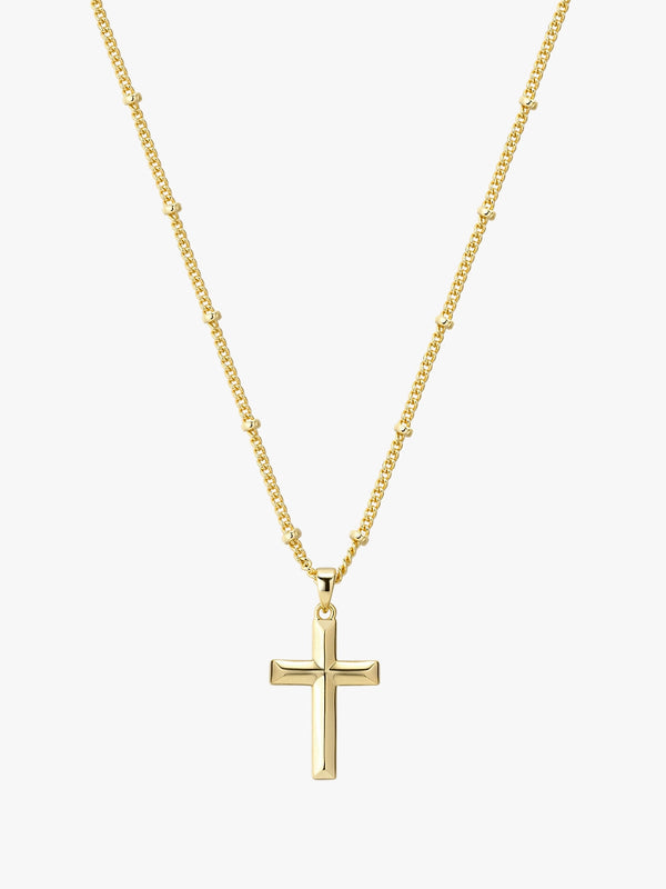 Beveled Edge Cross Pendant Necklace