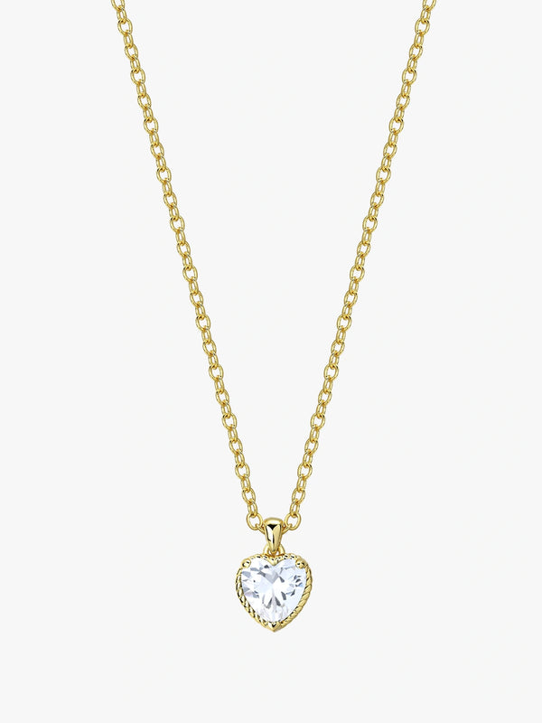 Heart Crystal Rope Edge Pendant Necklace