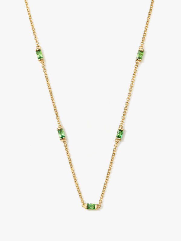Emerald Baguette Choker Station Necklace