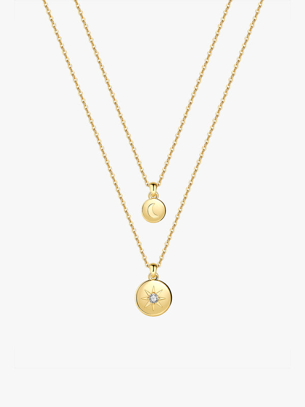 Star & Moon Coin Layered Necklace