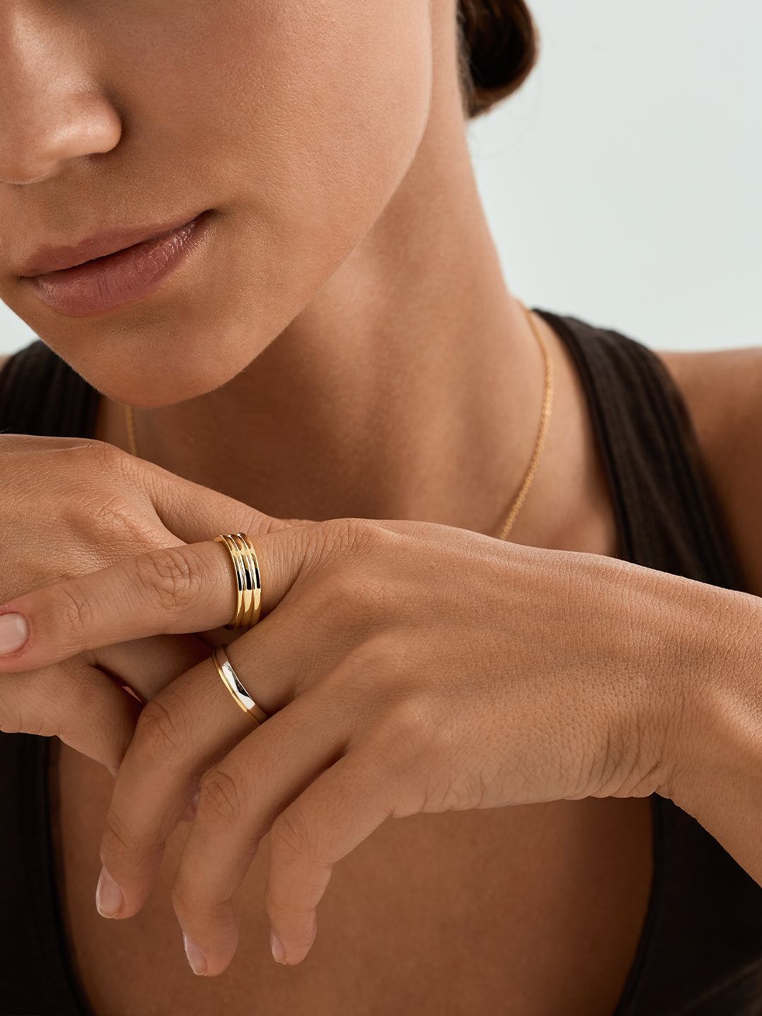 Slightly Rounded Ring Band 18K Gold Classic Round Band Ring – OOTDY