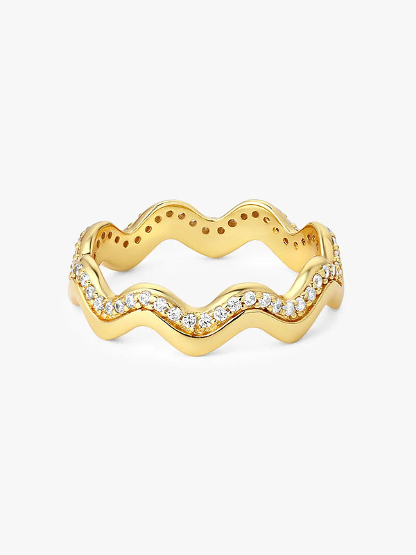 Wave Half Pave Band Rings