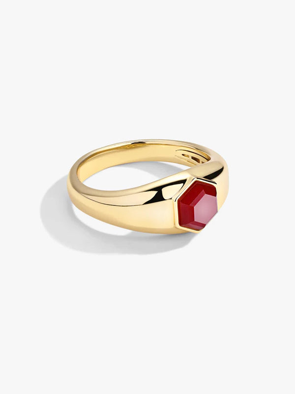 Red Agate Signet Ring