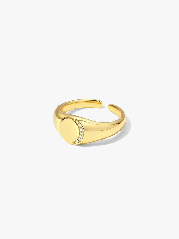 Crescent Moon Crystal Signet Ring