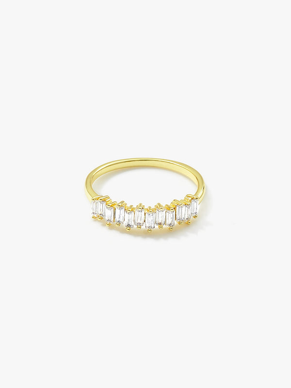 Vertical Crystal Baguette Delicate Ring
