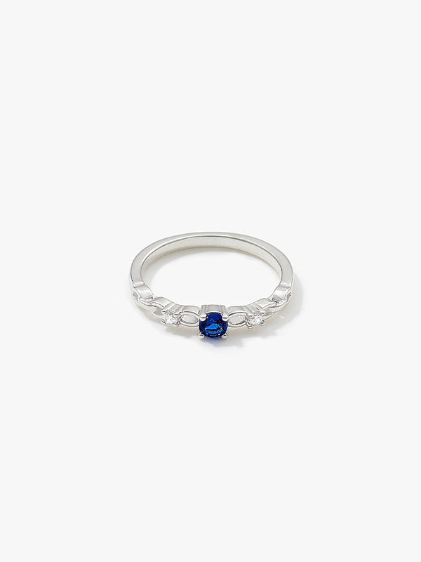 Blue Sapphire Rhodium Delicate Ring