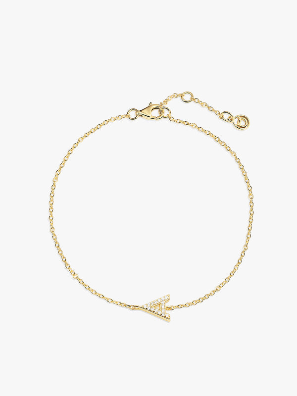 Pave Sapphire Letter Bracelet - Charm Bracelets - OOTDY