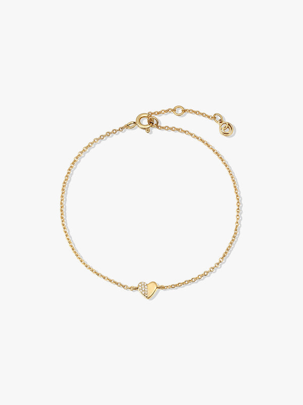 Half Pave Heart Bracelet
